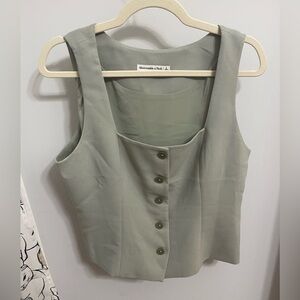 Abercrombie & Fitch Mara Tailored Vest Squareneck Top in Slate Green size USWL